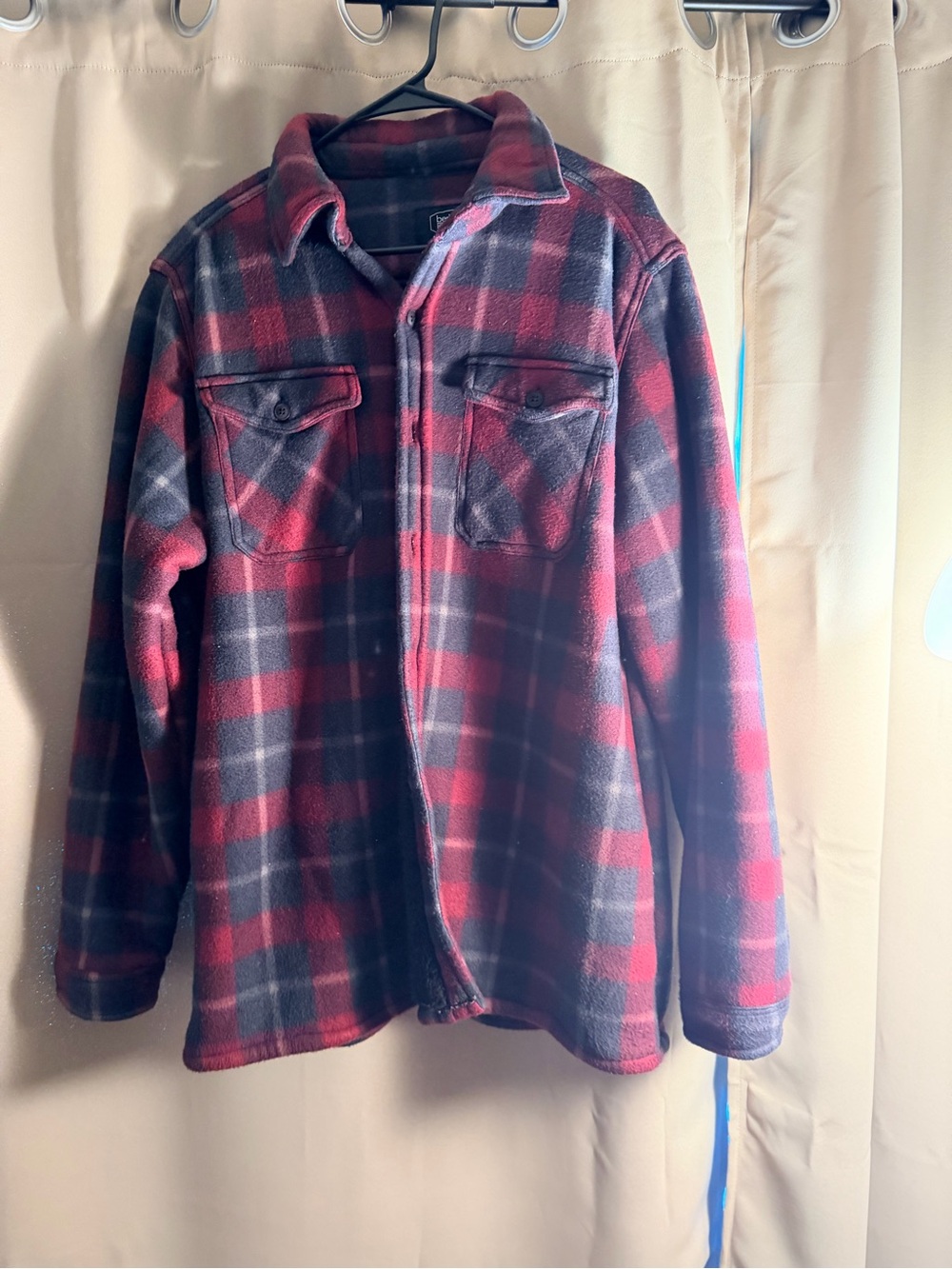 Men's Red and Black Plaid Casual Button-Down Shirt